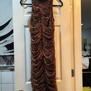 Elegant Brown Ruched Dress